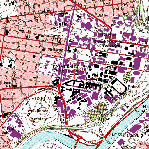 Topographic Map of 37th Street Station, PA
