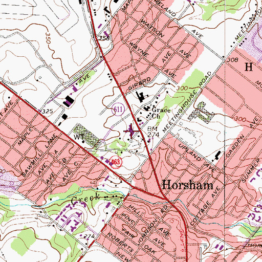 Topographic Map of 537 Horsham Plaza Shopping Center, PA