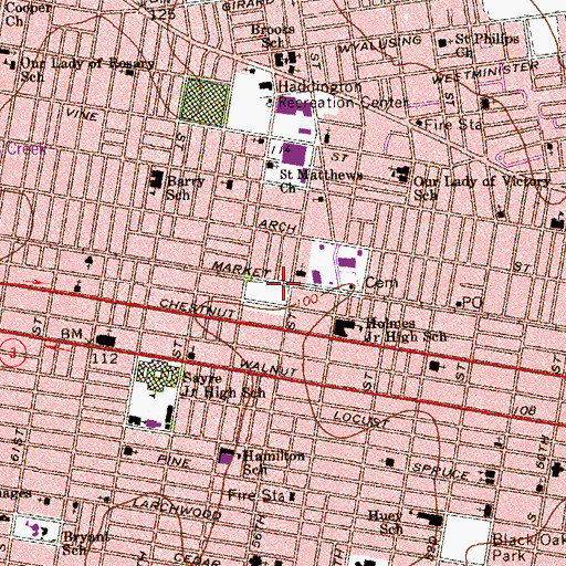 Topographic Map of 56th Street Station, PA