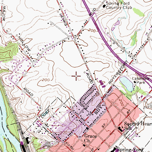 Topographic Map of Abbey Downs, PA