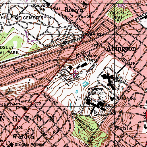 Topographic Map of Abington Fire Training Center, PA