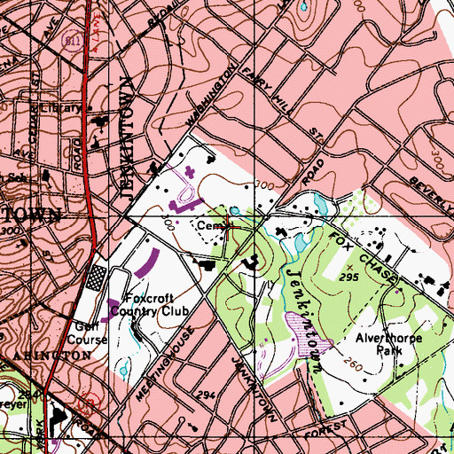 Topographic Map of Abington Friends Church, PA