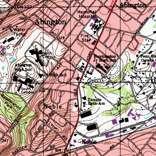 Topographic Map of Abington Library Society, PA