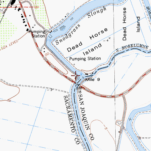 Topographic Map of Snodgrass Slough, CA