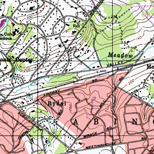 Topographic Map of Abington Township Bird Sanctuary, PA