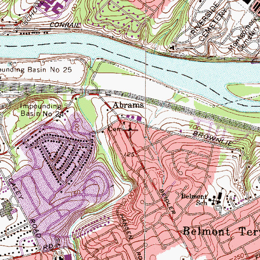 Topographic Map of Abrams Community Chapel, PA
