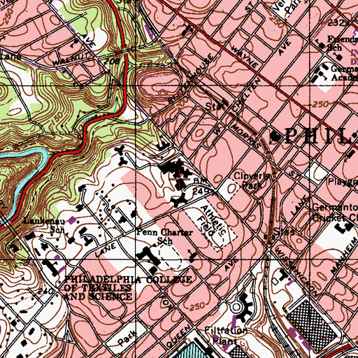 Topographic Map of Alden Park Manor, PA