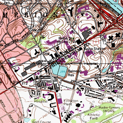 Topographic Map of Allegheny University City Avenue Hospital, PA