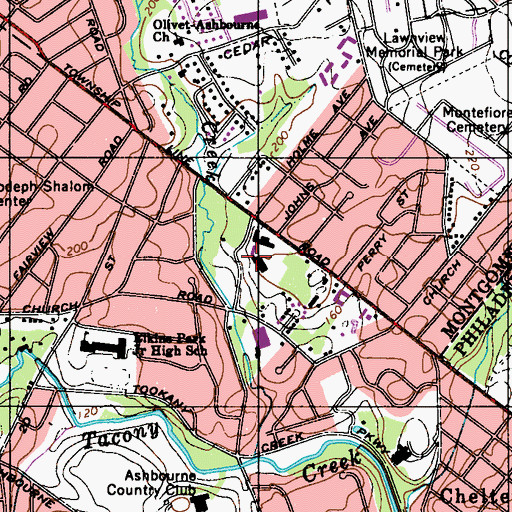 Topographic Map of Allegheny University Elkins Park Hospital, PA