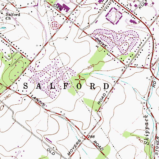 Topographic Map of Alvin C Alderfer Recreation Area, PA