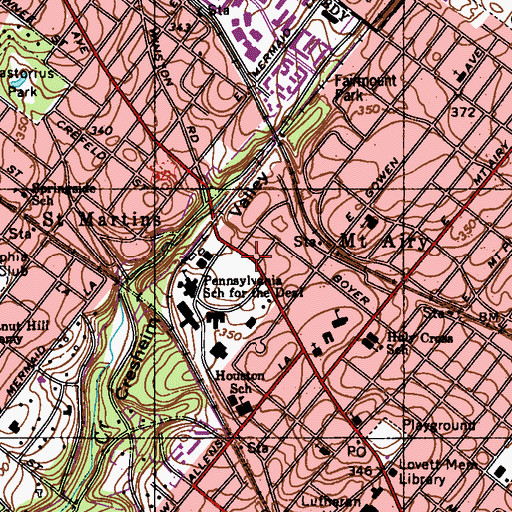 Topographic Map of Amy Northwest Middle School, PA