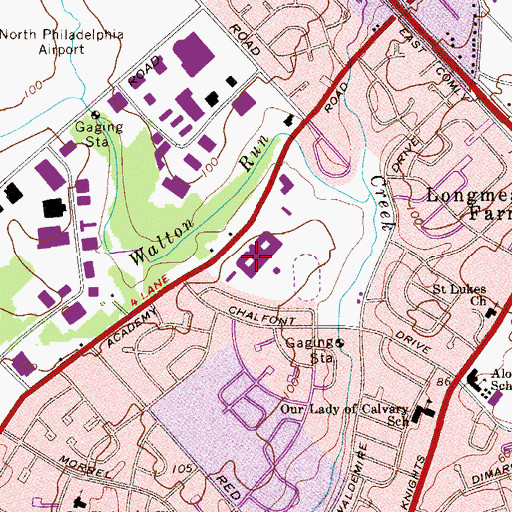 Topographic Map of Archbishop Ryan High School, PA