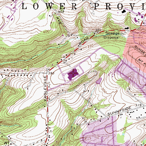 Topographic Map of Arcola Intermediate School, PA