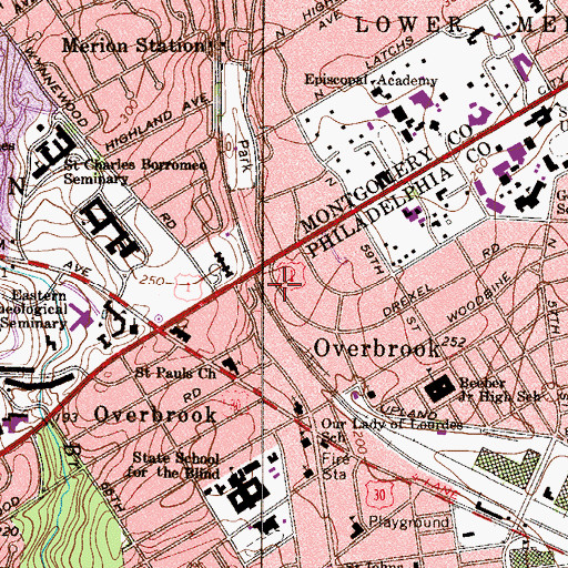 Topographic Map of Ash Shahid Islamic Private School, PA