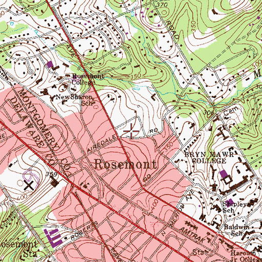 Topographic Map of Ashbridge Park, PA