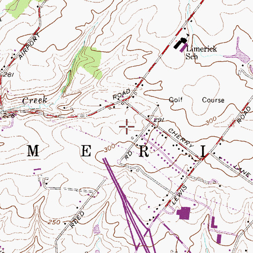 Topographic Map of Ashford Green, PA