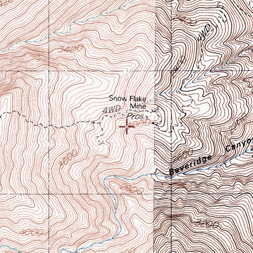 Topographic Map of Snow Flake Mine, CA