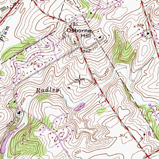 Topographic Map of Ashwell, PA