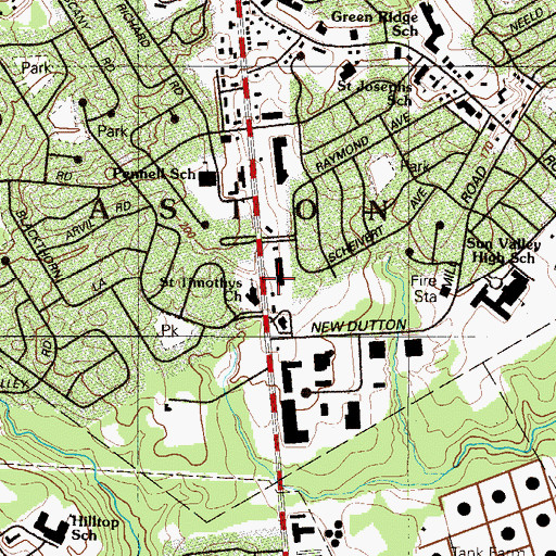 Topographic Map of Aston Post Office, PA