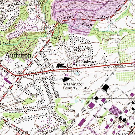 Topographic Map of Audubon Library, PA