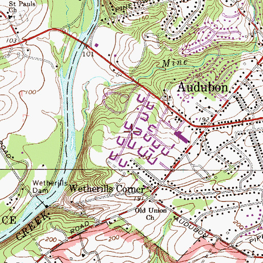 Topographic Map of Audubon Shrine, PA
