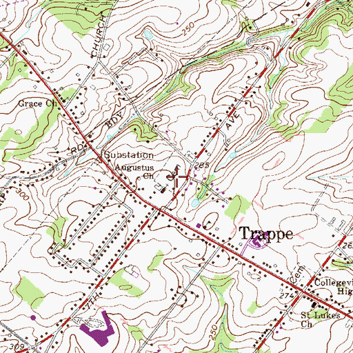 Topographic Map of Augustus Lutheran Church Cemetery, PA