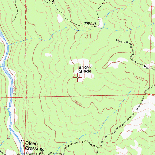 Topographic Map of Snow Glade, CA
