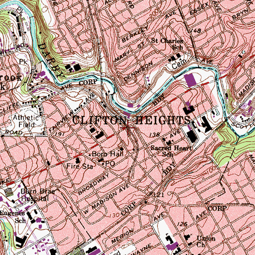 Topographic Map of Baltimore Pike Station, PA