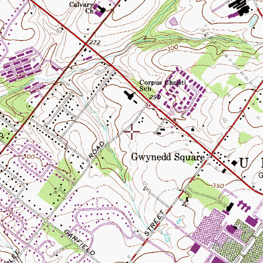 Topographic Map of Gwynedd Square Elementary School, PA