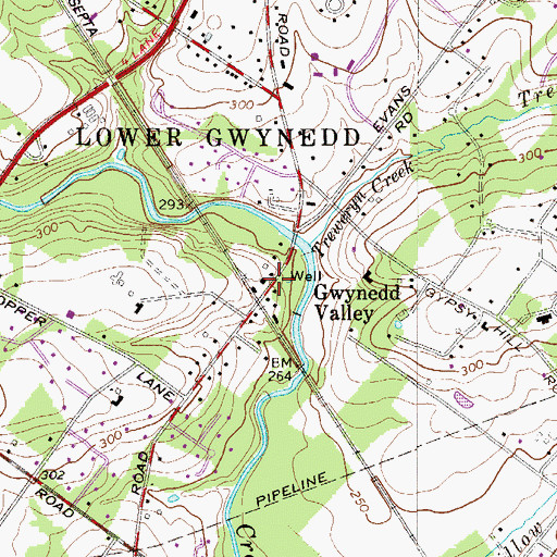 Topographic Map of Gwynedd Valley Post Office, PA