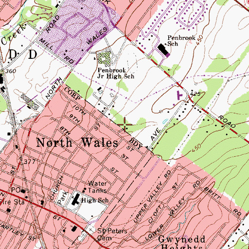 Topographic Map of Gwynedd Woods, PA