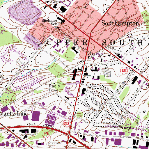 Topographic Map of Hampton Square Shopping Center, PA