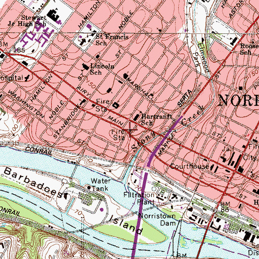Topographic Map of Hancock-Norristown Station 27-E Fire Station, PA