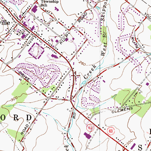 Topographic Map of Harley Commons Shopping Center, PA