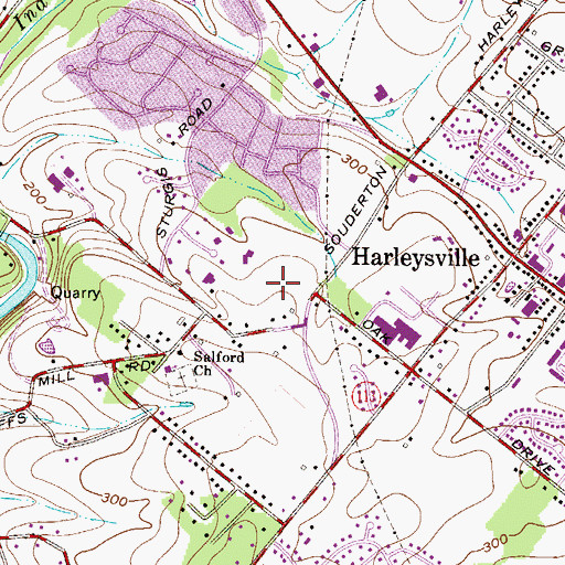 Topographic Map of Harleysville Post Office, PA