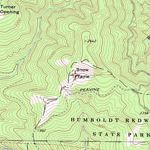 Topographic Map of Snow Prairie, CA