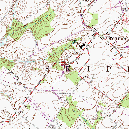 Topographic Map of Harmony Towne, PA