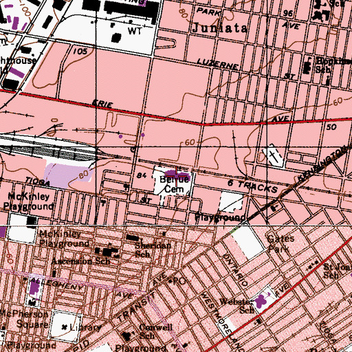 Topographic Map of Harrowgate Plaza Shopping Center, PA
