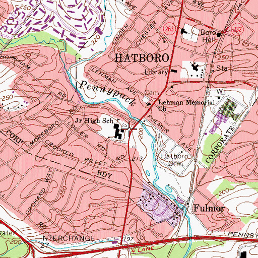 Topographic Map of Hatboro Police Station, PA