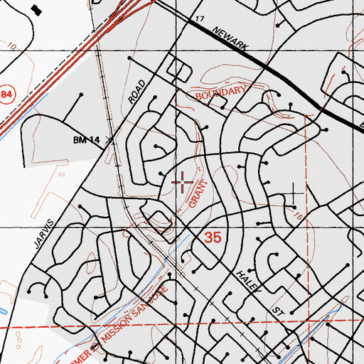 Topographic Map of H A Snow Elementary School, CA