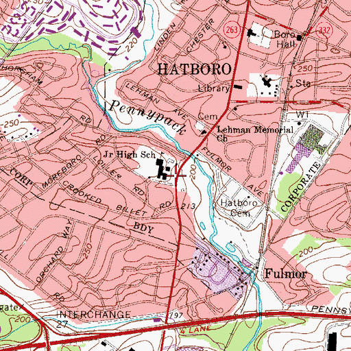 Topographic Map of Hatboro YMCA, PA