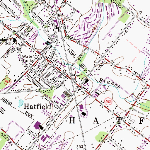 Topographic Map of Hatfield Borough Hall, PA