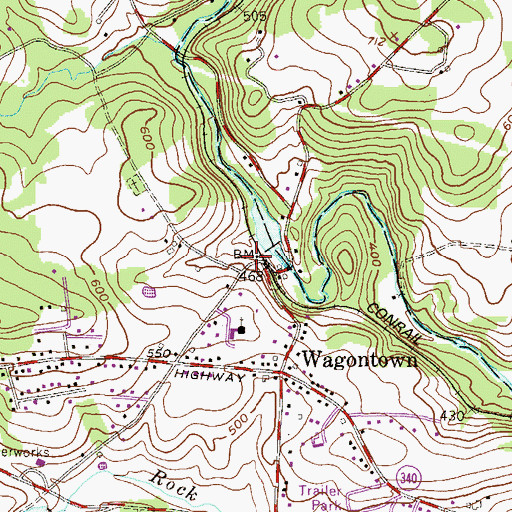 Topographic Map of Hatfield House, PA