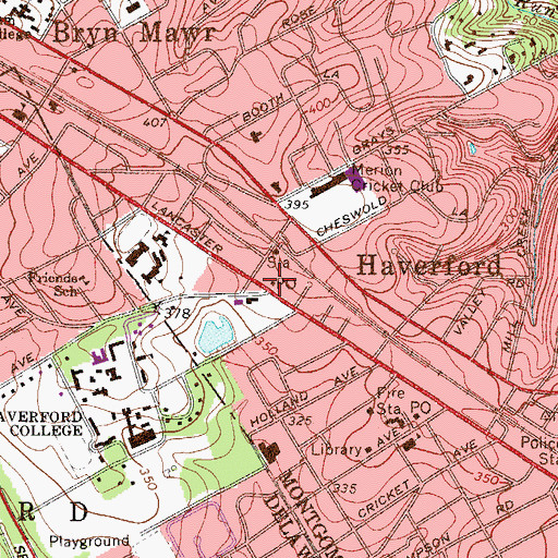 Topographic Map of Haverford Post Office, PA