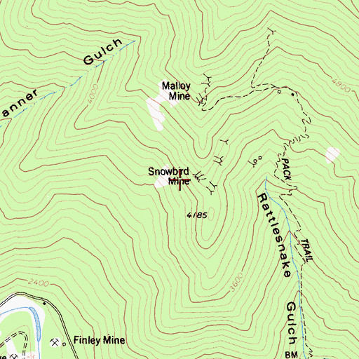 Topographic Map of Snowbird Mine, CA