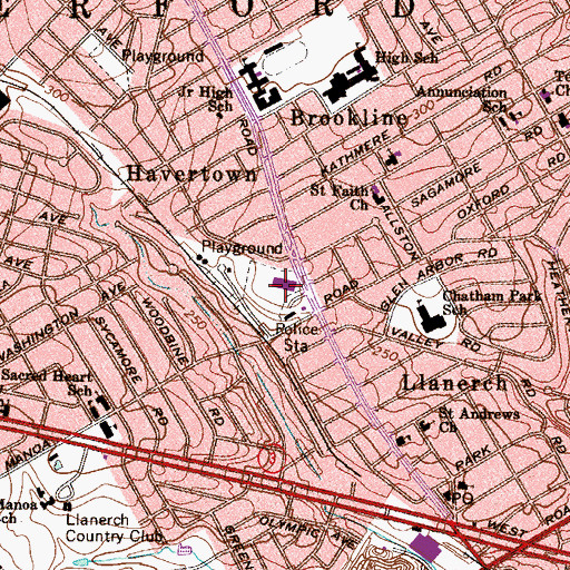 Topographic Map of Haverford Township Police Station, PA