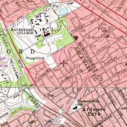 Topographic Map of Haverford Village, PA