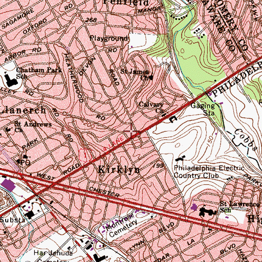 Topographic Map of Havertown Post Office, PA
