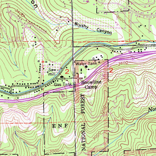 Topographic Map of Snowline Camp, CA