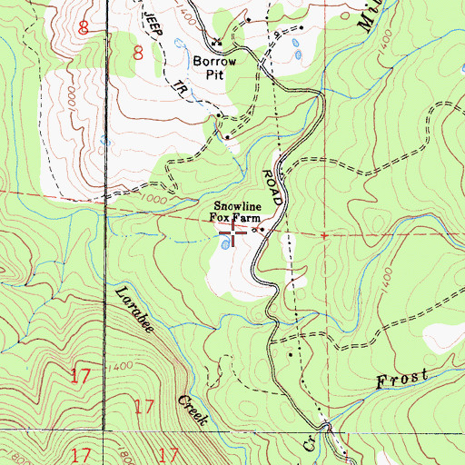 Topographic Map of Snowline Fox Farm, CA